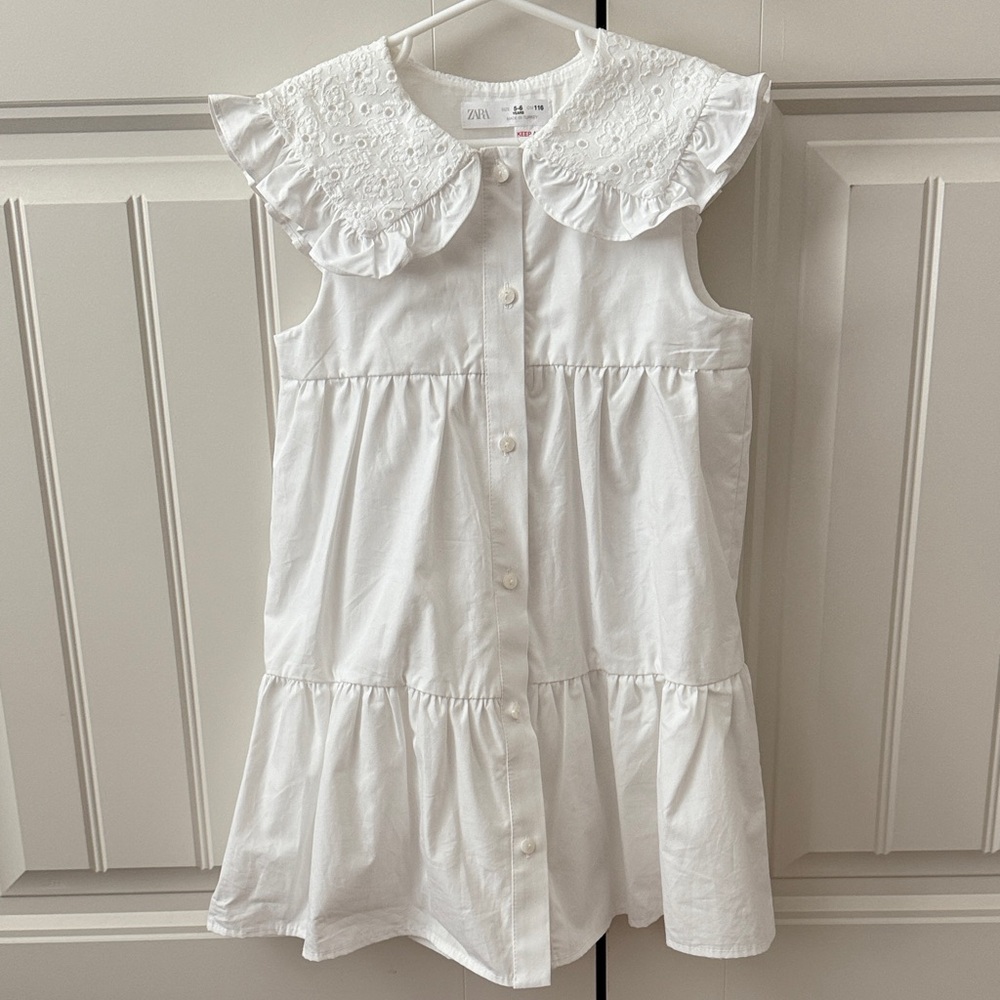 Zara White Ruffled Kids Dress